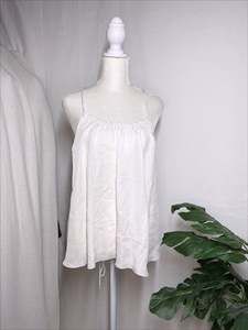 100% Silk Joie White Tank Top Lightweight Womems Blouse Detailed Hems